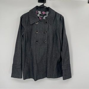 Sandro Sportswear Double Breasted Chambray Denim Jacket Blazer